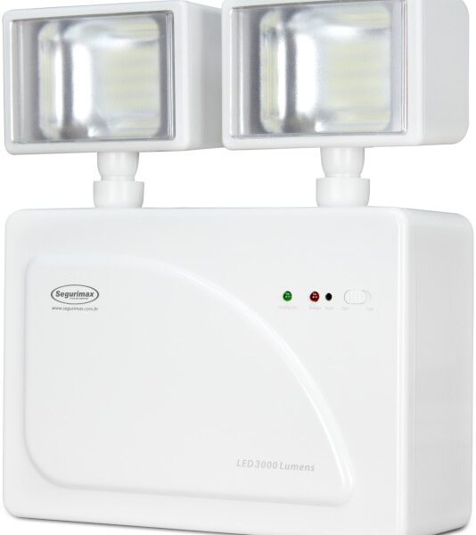 LAMPARA LED DE EMERGENCIA 2 FAROS LATERALES 56 LEDS 3000 LUMENES 120-240V IP23 HASTA 600M2 DE ALCANCE 3 HORAS DE AUTONOMIA 24777 SEGURIMAX
