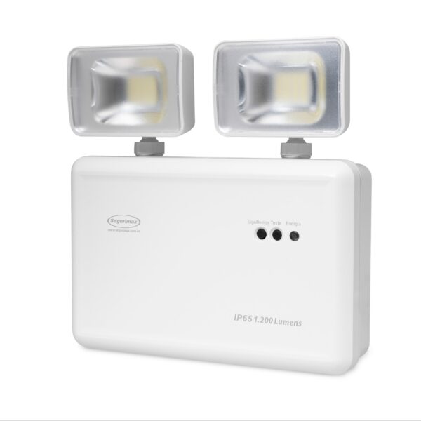 LAMPARA LED DE EMERGENCIA 2 FAROS LATERALES 48 LEDS 1200 LUMENES 120-240V IP65 HASTA 150M2 DE ALCANCE 3 HORAS DE AUTONOMIA 26568 SEGURIMAX