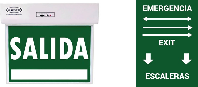 04-30-112_1.jpg LAMPARA LED TIPO ROTULO SALIDA DE EMERGENCIA 2 CARAS 30 LUMENES 240X183X21MM 120-240V IP20 3 HORAS DE AUTONOMIA 25327 SEGURIMAX - Image 1