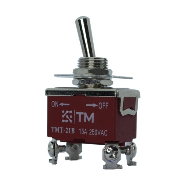 INTERRUPTOR CODILLO METAL 2 POLOS ON-OFF 15A 250VAC 4 TORNILLOS, TM