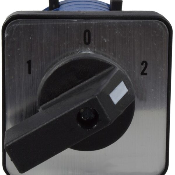 INTERRUPTOR ROTATIVO DE TRANSFERENCIA 25 AMPERIOS 3 POLOS  (1-0-2) GIRO DE 60 GRADOS 48X48MM