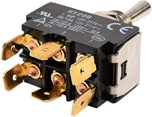 04-34-113_1.jpg INTERRUPTOR DE CODILLO PULS-OFF-PULS CAPACIDAD 15HP 125-277V 20/10A/250V 20/15A 125/277VAC 6 TERMINALES - Image 1