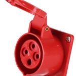 TOMA INDUSTRIAL 3P+E 32A 415VAC ANG.RECTO IMPERM. EMPOTRAR