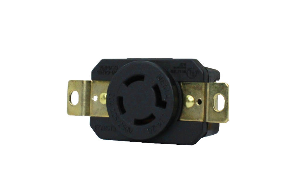04-37-033_1.jpg TOMACORRIENTE DE SEGURIDAD, MEDIA VUELTA, NEMA L14-20R EMPOTRABLE 20A 125/250V 3P+T, UL - Image 1