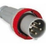 CONECTOR INDUSTRIAL MONTAJE AEREO CORRIENTE 32 AMP CONFIGURACION ELECTRICA 3 POLOS + TIERRA COLOR ROJO NIVEL DE TENSION 380-415V 50-60HZ HORARIO 6H GRADO DE PROTECCION IP44
