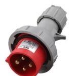 CONECTOR INDUSTRIAL MONTAJE AEREO CORRIENTE 16 AMP CONFIGURACION ELECTRICA 3 POLOS + TIERRA COLOR ROJO NIVEL DE TENSION 380-415V 50-60HZ HORARIO 6H GRADO DE PROTECCION IP67