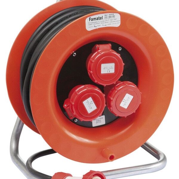ENROLLACABLE INDUSTRIAL 3 X TOMA 16A 380-440V IP67 3P+T 6H CON PROTECCION
