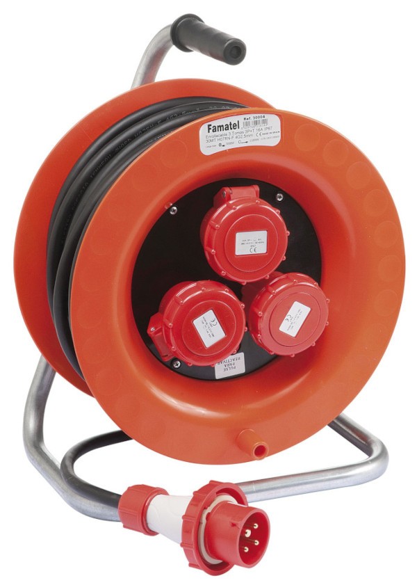 04-38-004_1.jpg ENROLLACABLE INDUSTRIAL 3 X TOMA 16A 380-440V IP67 3P+T 6H CON PROTECCION - Image 1