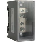 BLOQUES DE DISTRIBUCION O POWER BLOCK MARCA TM MONTAJE EN RIEL DIN LINEA DE ENTRADA: 1 CABLE HASTA 3/0 AWG LINEA DE SALIDA: 4 CABLES HASTA 4 AWG CORRIENTE MAXIMA 232 AMP
