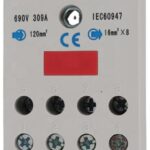 BLOQUE DE DISTRIBUCION MULTI-PROPOSITO 35-120MM2/2-250MCM SALIDA 8 X 16MM2/6AWG 309A 690V RIEL DIN