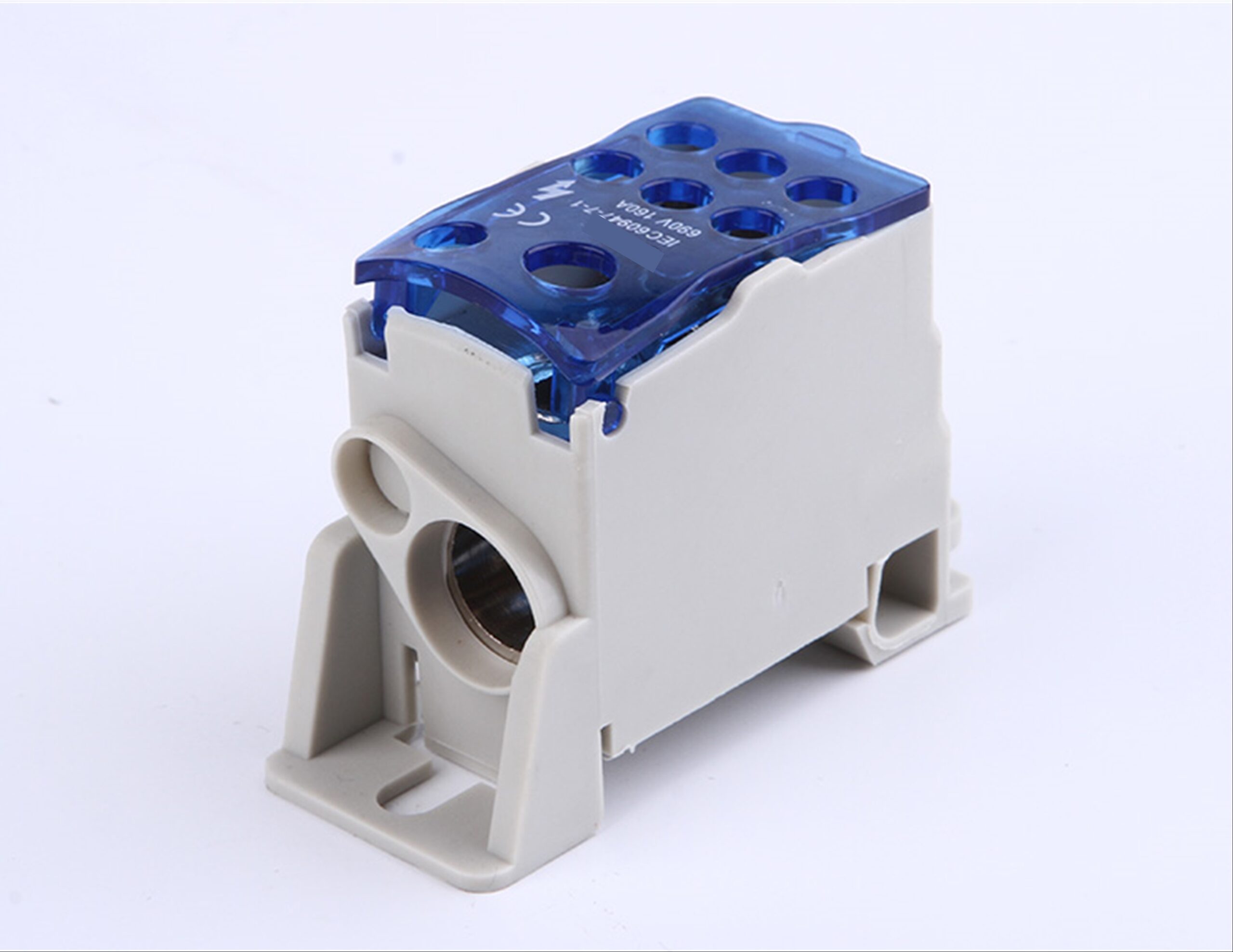 04-40-035_1.jpg BORNE DE DISTRIBUCION 2 ENTRADAS 1 X 10-70MM2 + 1 X 6-16MM2 6 SALIDAS 6 X 2.5-16MM2 690V 160A MARCA TM - Image 1