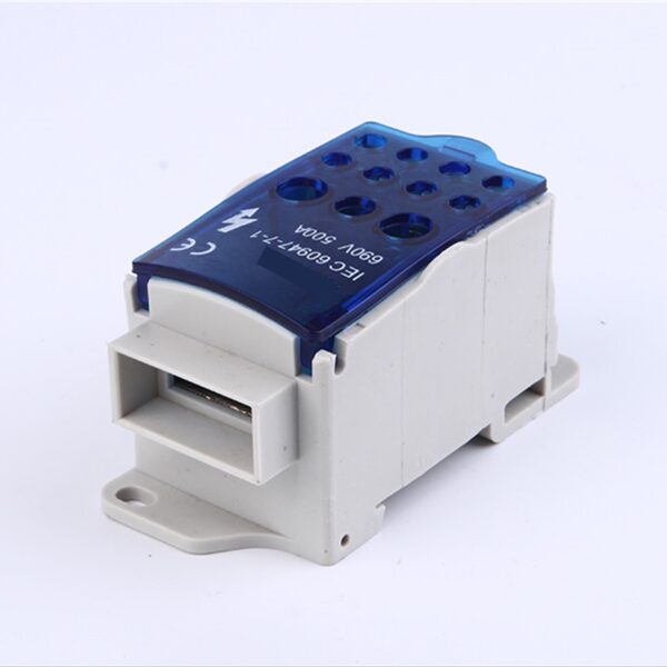 BORNE DE DISTRIBUCION IEC 1 ENTRADA BARRA 8X24MM 11 SALIDAS 4 X 2.5-10MM2 + 5 X 6-16MM2 + 2 X 6-35MM2  690V 500A MARCA TM
