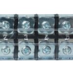 REGLETA DE POLICARBONATO NEGRA 6 POLOS 45A (4MM2) 600V 100GRADOS TAMAÑO 24X120X38MM