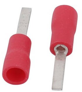04-45-007_1-1.jpg TERMINAL DE PIN PLANO PARA CABLE 22-16AWG FORRO ROJO PAQ 100 UNIDS - Imagen 1