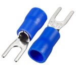 TERMINAL DE HORQUILLA (3MM) PARA CABLLE 16-14AWG FORRO AZUL PAQ 100 UNIDS