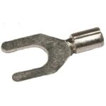 TERMINAL DE ALTA TEMPERATURA PARA 483C TIPO HORQUILLA TENEDOR ORIFICIO 5.46MM ACERO INOXIDABLE RECUBIERTO DE NICKEL PARA CABLE 16-14 AWG ENTRADA TRASERA  PAQ 100 UNIDS