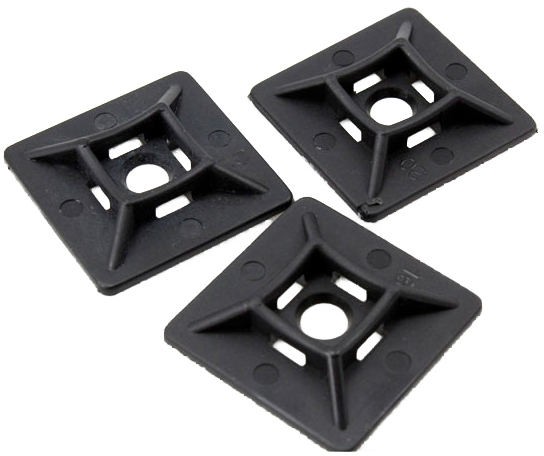 04-49-003_1.jpg BASE ADHESIVA PARA AMARRAR CABLES NEGRA 25MM X 25MM NYLON PAQUETE 100 UNIDADES - Image 1