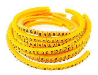 MARCADOR AMARILLO TIPO ANILLO LETRA A  PARA CABLE CALIBRE 12-8 AWG X 500 UDS