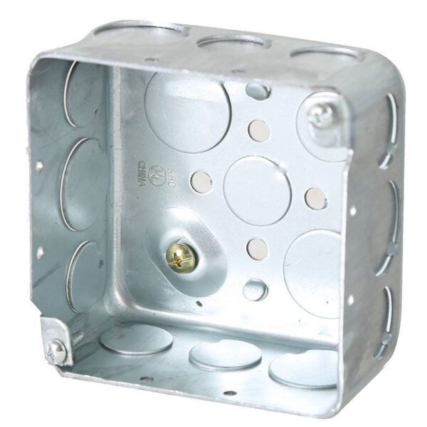 CAJA CUADRADA DOBLE FONDO 4 X 4 X 2 1/2-3/4 UL METALICA