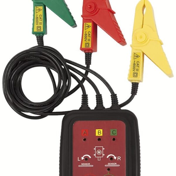 PROBADOR DE SECUENCIA DE FASES SIN CONTACTO CON DISPLAY OPTICO DE 6 LEDS INDICA LA SECUENCIA DE LAS FASES Y DIRECCION DEL CAMPO DE ROTACION 70-600VAC CABLES 50CM