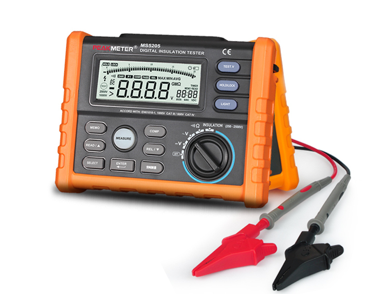 05-10-088_1.jpg MEDIDOR DE AISLAMIENTO MARCA PEAKMETER RANGO DE AISLAMIENTO 250V (250MOHMS), 500V (500MOHMS), 1000V (1MOHMS), 2500V (100GOHMS) MEDICION DE VOLTAJE DC 1000VDC, MEDICION DE VOLTAJE AC 750VAC, MEDICION DE RESISTENCIA 200 OHMSINCLUYE 2 CABLES 2 PUNTAS TI - Image 1