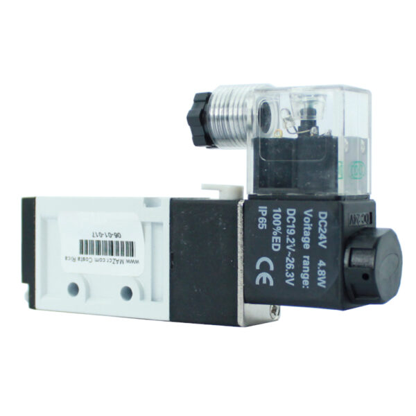 VALVULA SOLENOIDE 5/2 ALTO CAUDAL, 1/4 NPT, NC, RANGO PRESION CONTROL 21-116PSI, SALIDA DE DESFOGUE 1/8 NPT, 24VDC