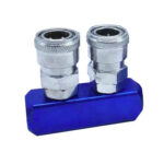 CONECTOR MULTIPLE METALICO DE 2 VIAS CON ACOPLE RAPIDO + CONEXIÓN HEMBRA 1/4 PULG NPT