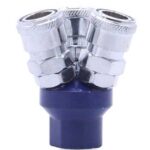 YEE METALICA DE ACOPLE RAPIDO 3 PUERTOS + HEMBRA ROSCADA POSTERIOR 1/4 PULG NPT PARA MANGUERA 1/4 PULG