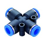 UNION PLASTICA CON ACOPLE RAPIDO EN CRUZ PARA MANGUERA DE 8MM