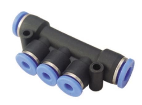 06-05-089_1.jpg CONECTOR MULTIPLE PLASTICO 3 VIAS + 2 VIAS CON ACOPLE RAPIDO PARA MANGUERA DE 5/16 PULG - Image 1