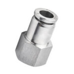 ADAPTADOR DE ACERO INOXIDABLE PARA MANGUERA DE 6MM CON ACOPLE RAPIDO A HEMBRA ROSCADA 1/8 PULG