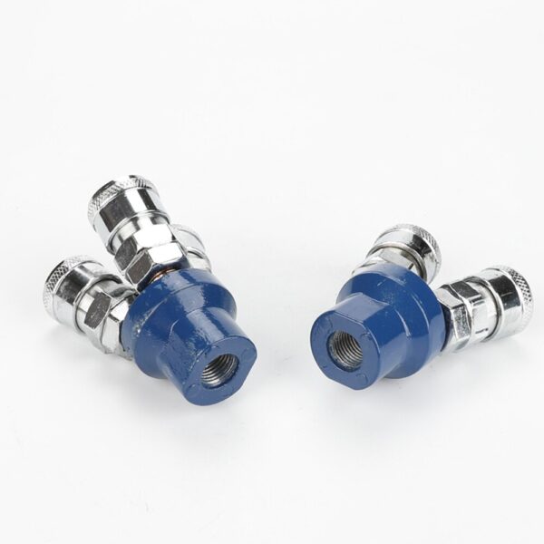 YEE METALICA DE ACOPLE RAPIDO 2 PUERTOS + HEMBRA ROSCADA POSTERIOR 1/4 PULG NPT PARA MANGUERA 1/4 PULG