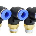 CODO PLASTICO PARA MANGUERA 6MM CON ACOPLE RAPIDO + MACHO ROSCADO 1/8 PULG
