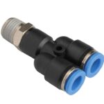YEE PLASTICA PARA MANGUERA 2 X 8MM ACOPLE RAPIDO + MACHO ROSCADO 1/8 PULG