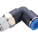 CODO PLASTICO PARA MANGUERA 4MM CON ACOPLE RAPIDO + MACHO ROSCADO 1/8 PULG