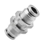 UNION DE ACERO INOXIDABLE 316 PARA MANGUERA DE 6MM DE ACOPLE RAPIDO CON FITTING ROSCADO TIPO PASAMURO