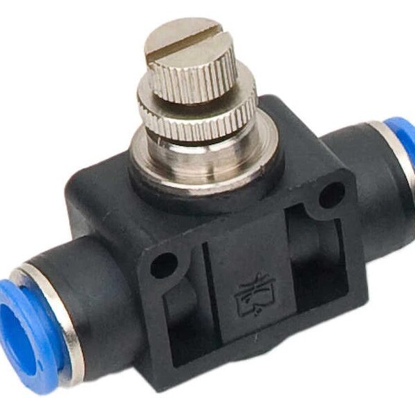 REGULADOR MANUAL DE FLUJO NEUMATICO PARA MANGUERA 6MM CON ACOPLE RAPIDO